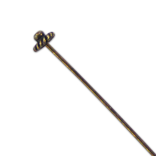 Fancy Head Pin - Design 2 - Antique Brass - 55mm