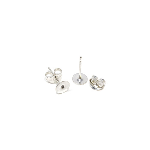 Sterling Silver Ear Post - With Disc & Scrolls - 1 Pair