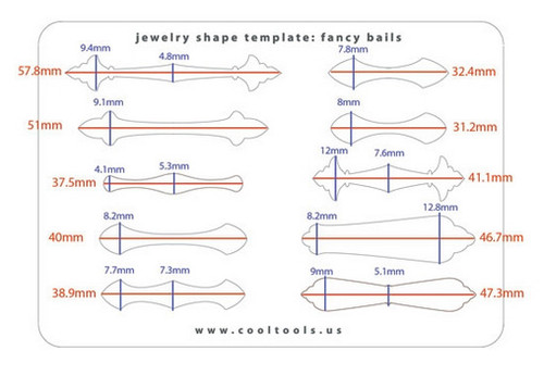 Jewellery shape template - Fancy Bails - Sizes