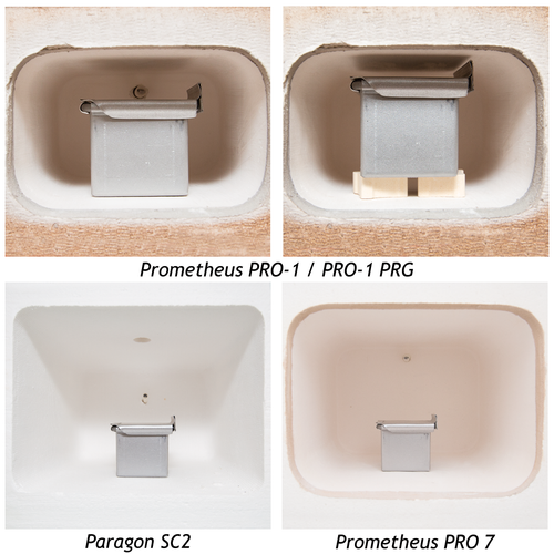 How the Small Firing Pan fits inside each kiln.