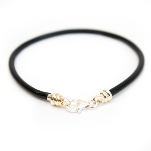 Bracelet - 3mm Black Leather Cord/Sterling Silver