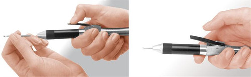 H18 Foredom - quick change, just press the lever to change the insert - no need to unscrew collet.