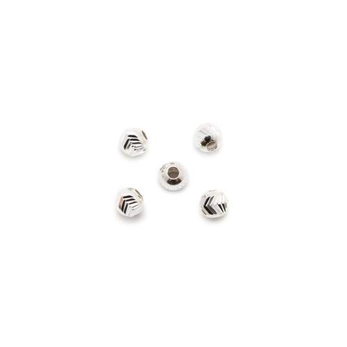 Sterling Silver V-Cut Round Beads - 4mm - Pack of 5 - 102-K-0504