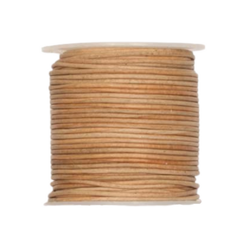 Round Leather Cord - Natural 2mm - 1 Metre