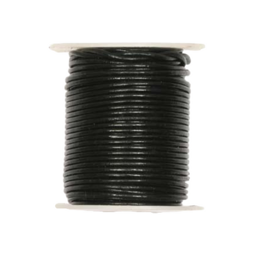 Round Leather Cord - Black 2mm - 1 Metre