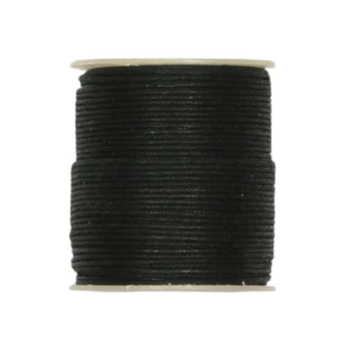 Round Waxed Cotton Cord - Black 1mm - 1 Metre