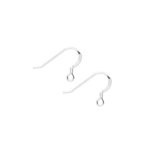 Sterling Silver Fishhook Coil Earwire 14mm - 1 Pair