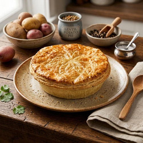 Vegan & Gluten Free Curried Lentil & Potato Pie