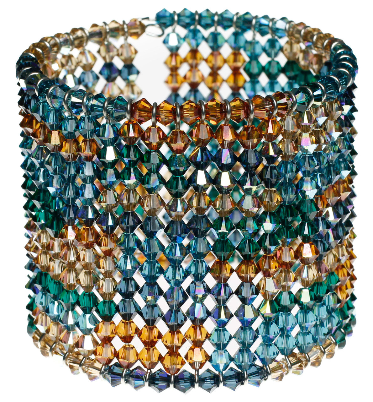 Patchwork cuff bracelet • Swarovski crystal jewelry • Colorful designs by  Karen Curtis NYC