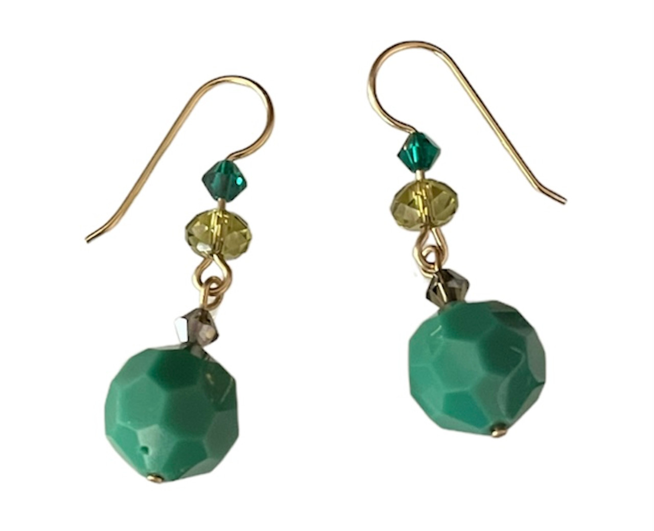 Rose Gold Ayesha Tear Drop Earrings in Emerald Green - Akarshinii