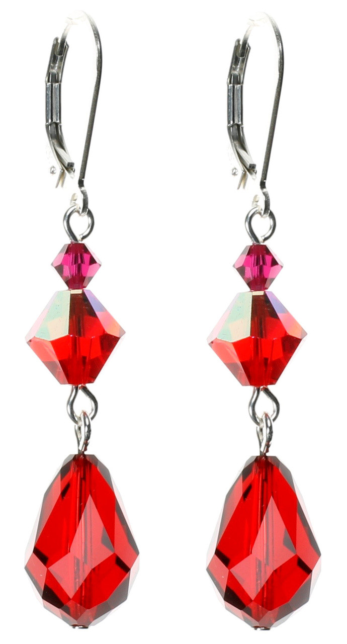 Vintage 1940s Red Crystal Drop Earrings  ALEXANDRAKING