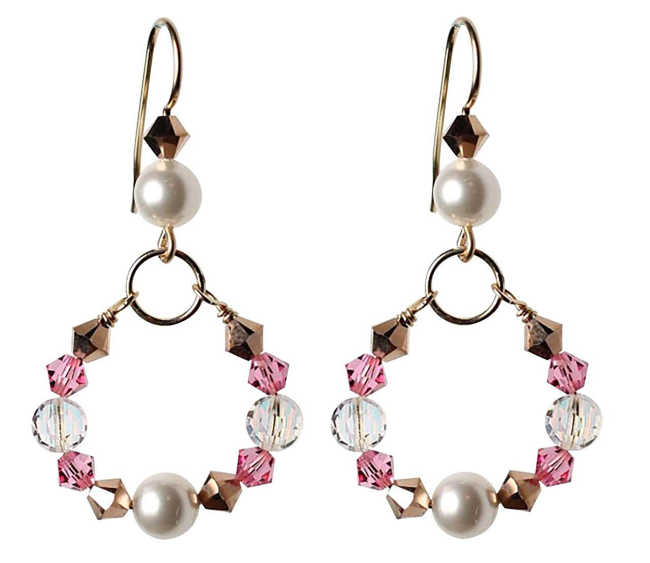 pink crystal earrings swarovski