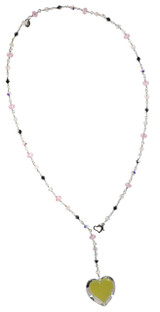 Glacier Blue Crystal Heart Necklace - Pink and Silver