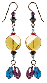 Color block earrings with rare Swarovski crystal - 14K gold filled metal