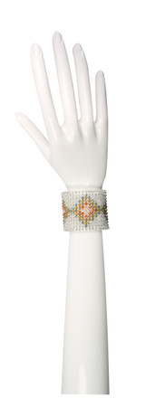 Swarovski crystal cuff bracelet with soft colored diamond pattern