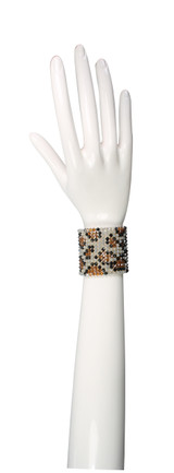 Swarovski crystal cuff bracelet with leopard print pattern