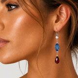 Sapphire & Siam Red Drop Earrings Featuring Rare Swarovski Crystals • Yacht Club