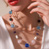 Sterling Silver Multi Colored Chunky Swarovski Crystal Necklace - Sailing Collection