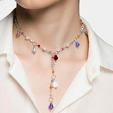 Simple and elegant Wire wrapped in Sterling silver one of a kind drop necklace that can be worn three different ways. On model is worn as a wine necklace but can be worn as a standard necklace or a choker.