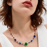 rainbow chunky necklace hand made in nyc for pride . designed using crystals from Swarovski and semi precious beads. by designer karen curtis.