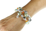 No clasp bracelet with multi colored Swarovski Crystal made in NYC by The Karen Curtis Jewelry Company