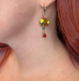 dangle earrings made with crystals from Swarovski on 14k gold filled metal by designer karen curtis 