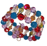 Colorful Swarovski crystal cuff bracelet by designer karen curtis