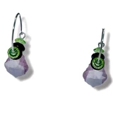 Lt. Amethyst Rare Swarovski Crystal Leaf Pendant Hoop Earrings in Sterling Silver