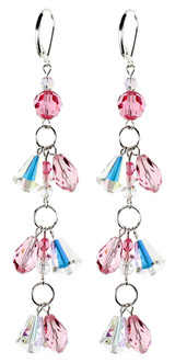 Elegant Pink and Clear Crystal Earrings by The Karen Curtis Jewelry Company in NYC
