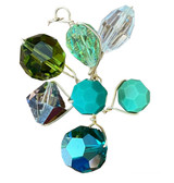 organic shaped crystal pendant by designer karen curtis with crystals from Swarovski on gold filled metal