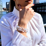 Hand crafted Bangle Bracelet made with Swarovski® Elements.  Limited edition with clear and silver crystals