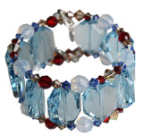 Limited Edition Nautical Cuff Bracelet made with Sterling Silver and Aqua & Red Crystals by Swarovski