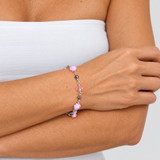 Sterling Silver Pink Wire Wrap Opaque Crystal Bracelet