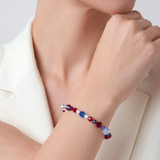 Arm view of Team U.S.A. Designer crystal bracelet by Karen Curtis NYC
Red, White & Blue Limited Edition bangle bracelet. Sterling Silver Finishing Touches