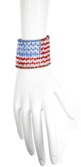 Cuff Bracelet with American Flag pattern in Crystal perfect for all summer holidays from memorial day to labor day