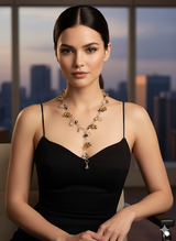 Versatile elegance – wear the Citron & Smoke Necklace as a choker and let it cascade down your back for a dramatic, sophisticated look. Limited edition, handcrafted with 14K gold-filled metal and rare crystals by Swarovski.