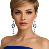 Divine Style Blue Crystal Shoulder Duster Earrings in Sterling Silver | Vintage Swarovski® Crystals | Karen Curtis