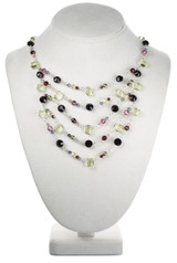 Sterling Silver Swarovski Crystal Colorful Layer Necklace - Botanical Collection