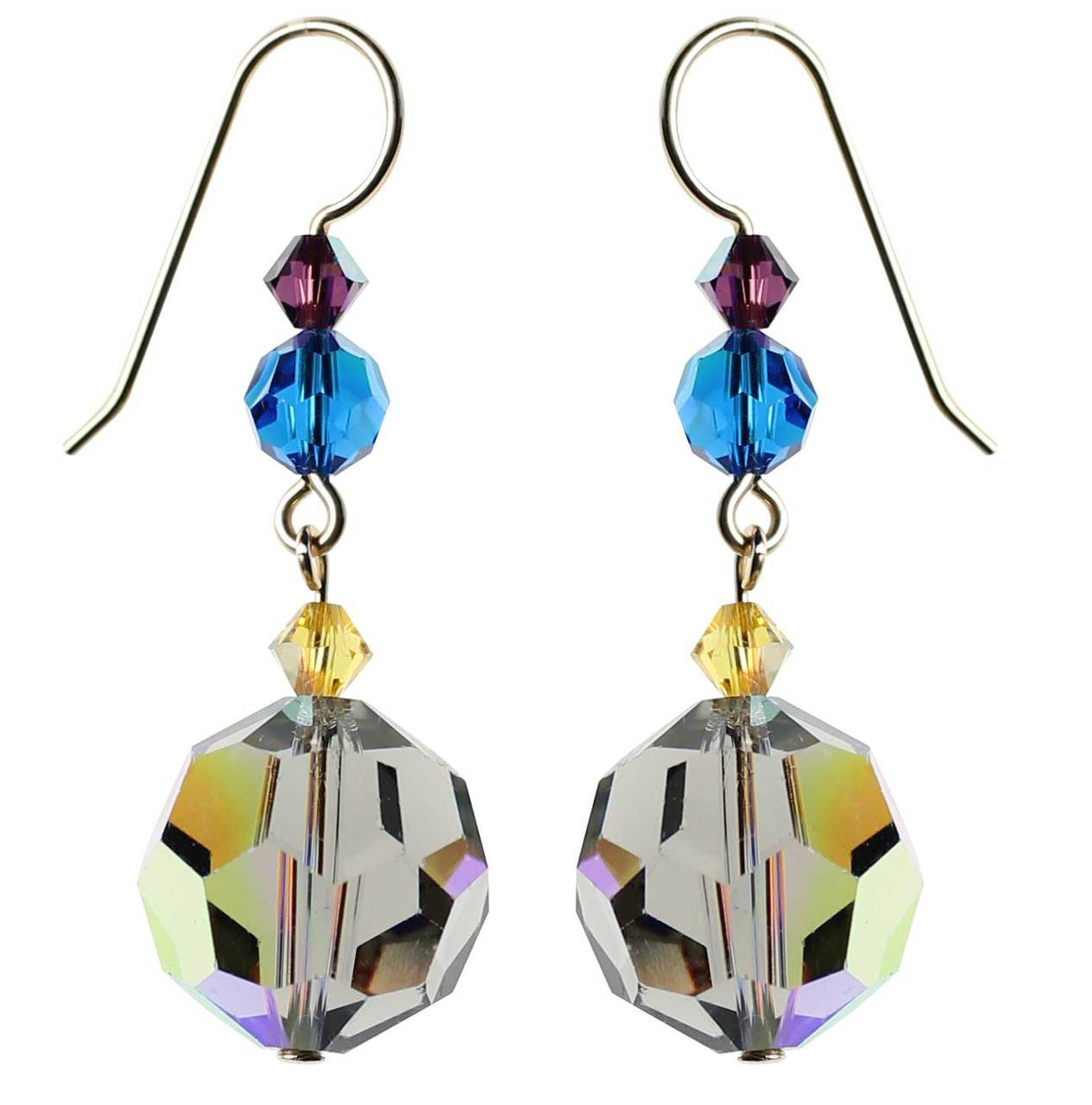Grey Swarovski Crystal Dangle Earrings Finest 14K Gold Filled For All grey-swarovski-crystal-dangle-earrings-finest-14k-gold-filled-for-all