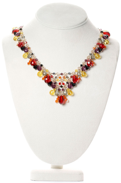 Swarovski Crystal 14k Gold Filled Signature style V necklace - Fire Collection