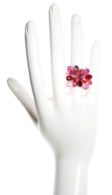 Crystal Cocktail Ring • Sterling Silver • Crystals from Swarovski • Shades of Red