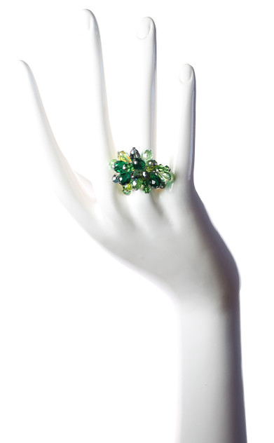 Sterling Silver Swarovski Crystal Cocktail Ring - Green