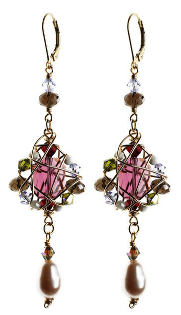 One of a kind crystal cluster earrings. 100% Swarovski and 14K gold filled