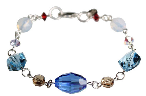 Wire Wrapped Sterling Silver Swarovski Crystal Chunky Bracelet • Sailing Collection 