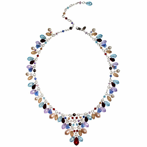 Swarovski crystal v-necklace with sterling silver