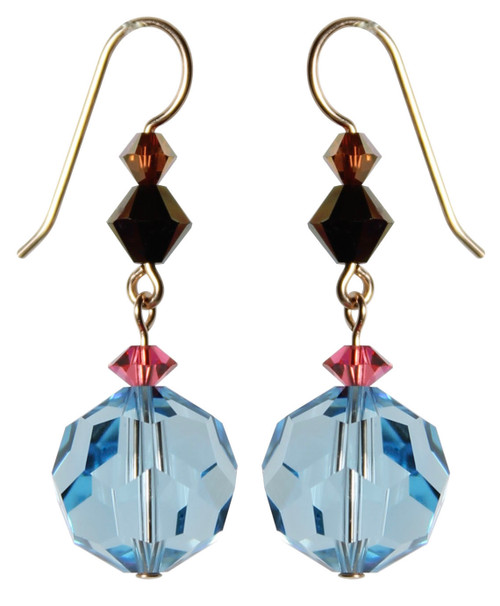 14K Gold Filled Swarovski Crystal 14m Aqua Drop Earrings - Urban Cowgirl 