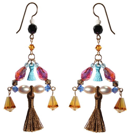 Francescas Kailey Metal Triangle Tassel Earrings in Blue  Pacific City