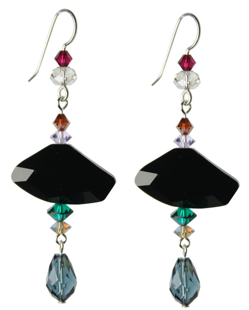 Sterling Silver Swarovski Crystal Organically Shaped Statement Drop Earrings • City Chic 
