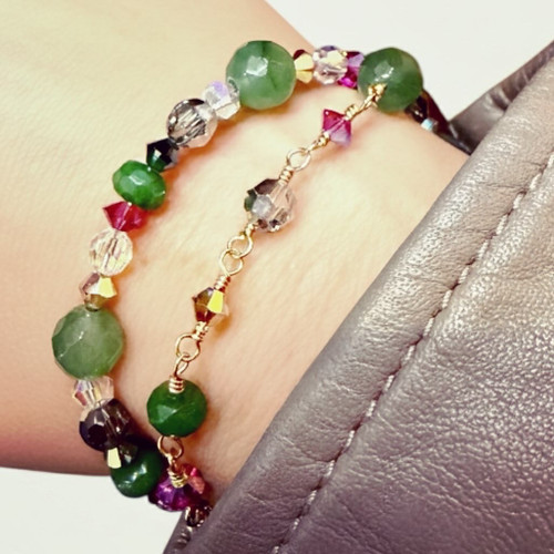 Limited Edition Swarovski Crystal Multi Colored 14kgf Wire Wrapped Bracelet - Brilliance 