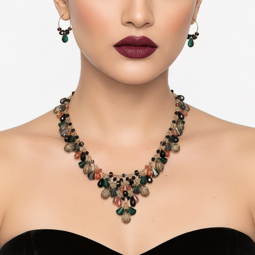 14K Gold Filled Swarovski Crystal GlamRock Signature V-style Necklace  